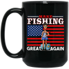 Make Fishing Great Again, American Flag, American Fisher Black Mug