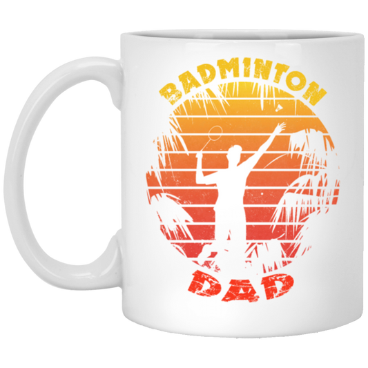 Badminton Palm Trees Gift For Dad Vintage Play Badminton Sporty White Mug