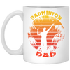 Badminton Palm Trees Gift For Dad Vintage Play Badminton Sporty White Mug