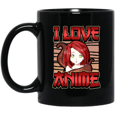 I Love Anime Saying Otaku Weeb, Anime Fan Black Mug