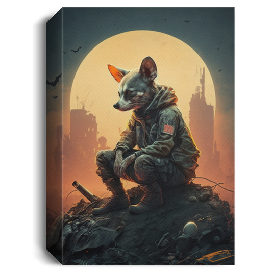 Lonely On The Mountain, Cyberpunk Art, Cool, Cyberpunk, Fox Mix Dog Canvas