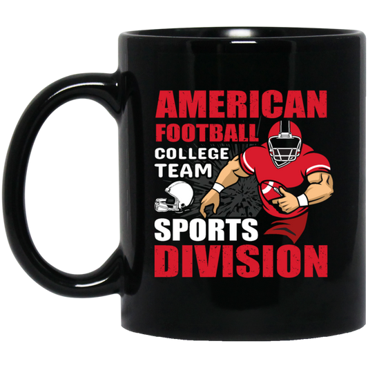 Love Rugby, American Football Gift, American Sport, College Team, Sports Division Black Mug