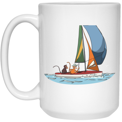 Funny Sailing With Dinghy And Friends Gift White Mug