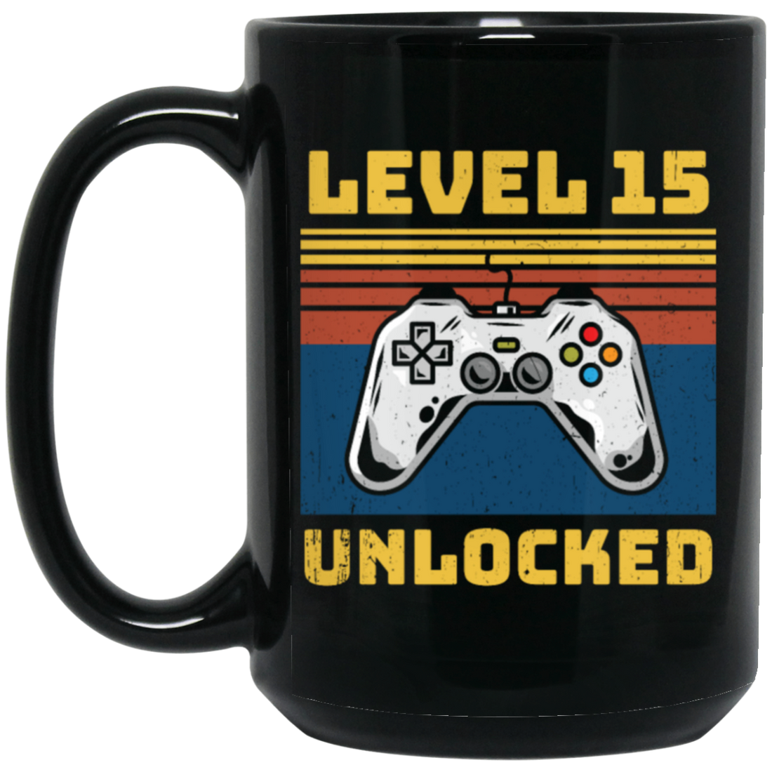 Retro 15th Birthday, Gaming Lover, Gift For Gamer 15 Years Gift Black Mug