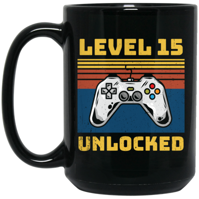 Retro 15th Birthday, Gaming Lover, Gift For Gamer 15 Years Gift Black Mug