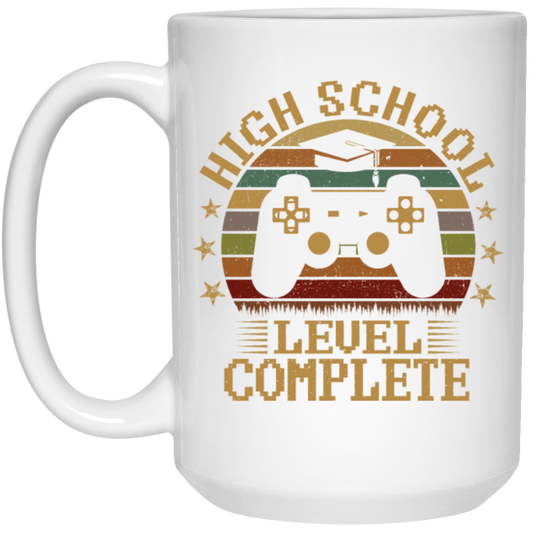 Retro High School Level Complete Gamer Graduation 2020 White Mug