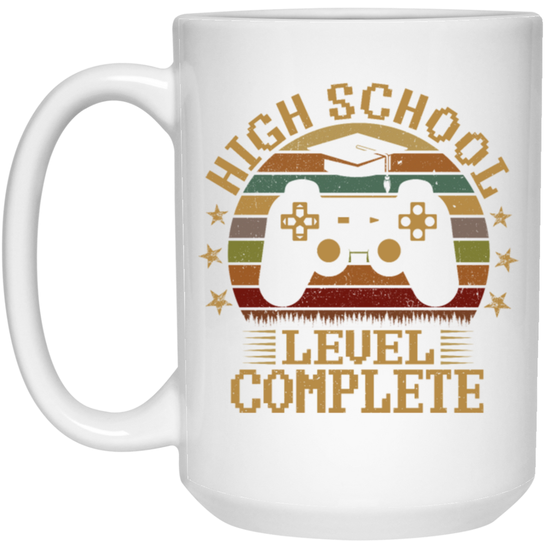 Retro High School Level Complete Gamer Graduation 2020 White Mug