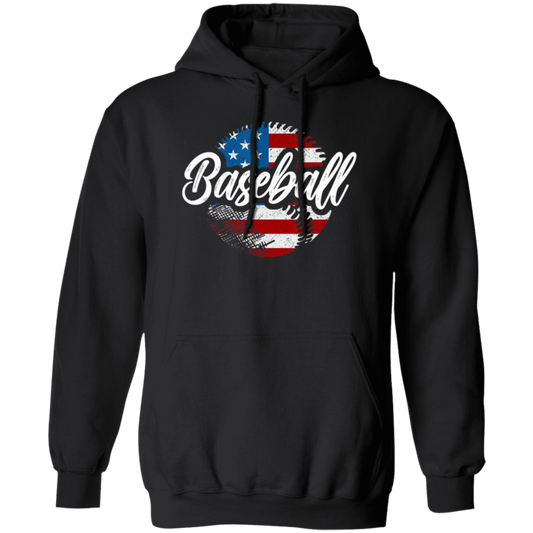 American Baseball, Love Baseball, Love American Football, American Flag In Ball Pullover Hoodie