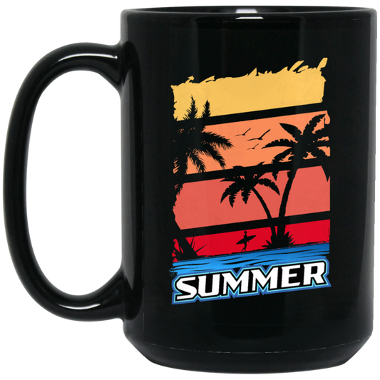 Summer Vibes, Retro Summer, Vintage Summer, Love Summer, Go To Beach Black Mug