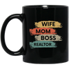 Love Wife Love Mom, Mom As Wife As Boss, Realtor Mom, Retro Mother Gift Black Mug