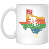 Retro Texas Biker Love Mountain Biking Distressed White Mug