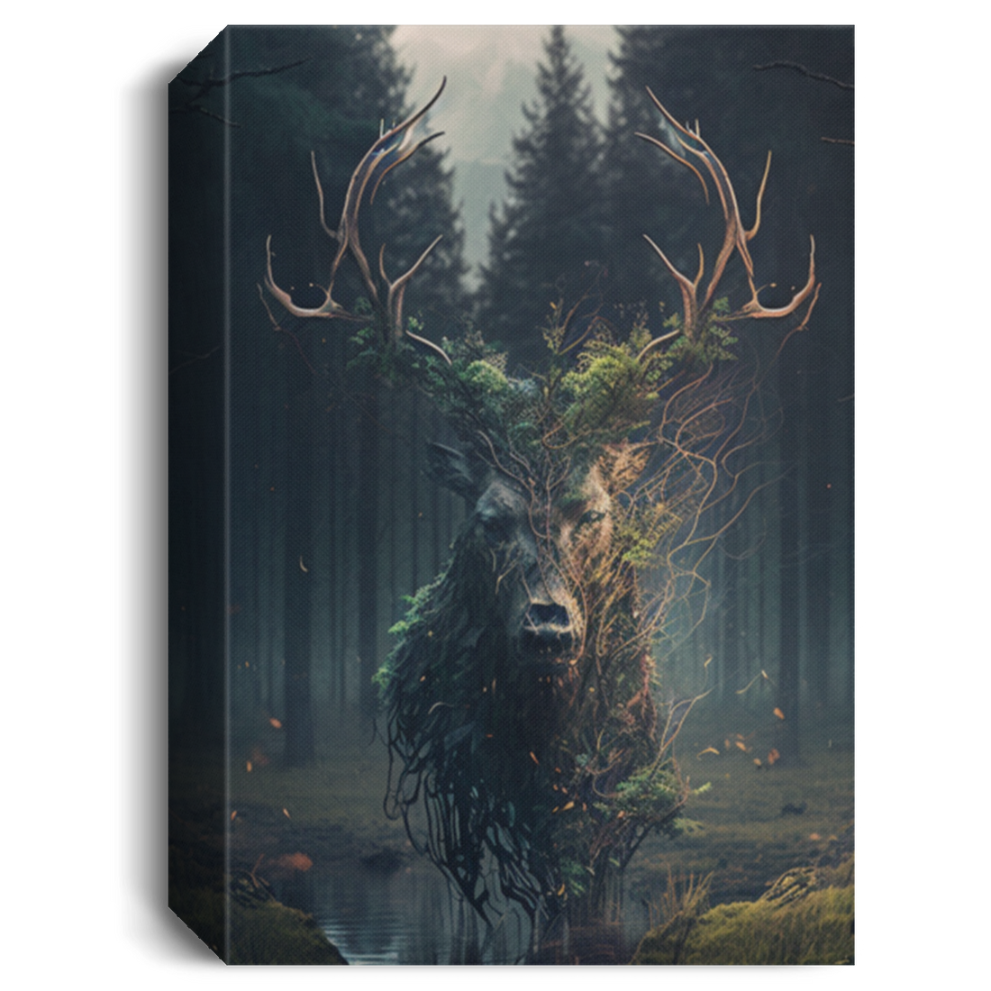 The Spirit Of The First Forest, Stunning Deer In The Midst of Forest Canvas