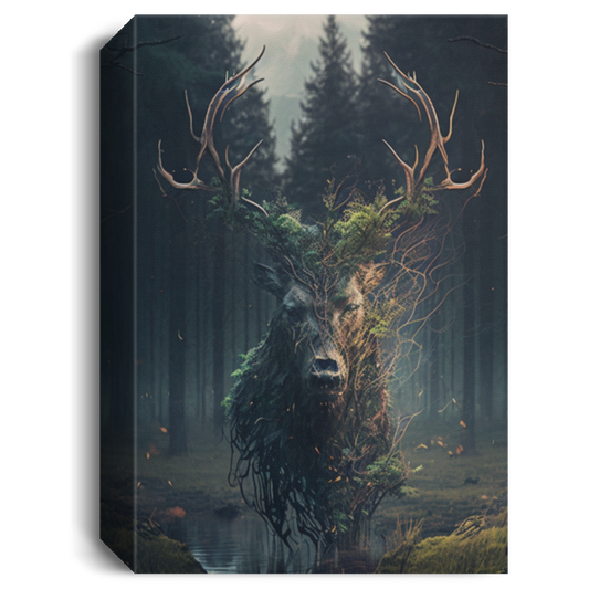 The Spirit Of The First Forest, Stunning Deer In The Midst of Forest Canvas