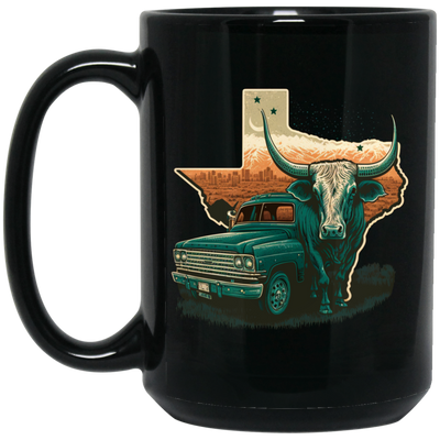 Texas Lover, Cow And Car, Texas City, Love Texas, Love Cow In Texas Black Mug