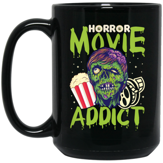 Horror Movie Gift, Zombie Film Gift, Horror Movie Addict, Halloween Gift Black Mug