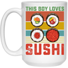 Sushi Lover, Japanese Food Love Gift, Retro Sushi Lover Gift, Best Japanese White Mug