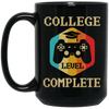 Retro College Level Complete Gamer Graduation Black Mug