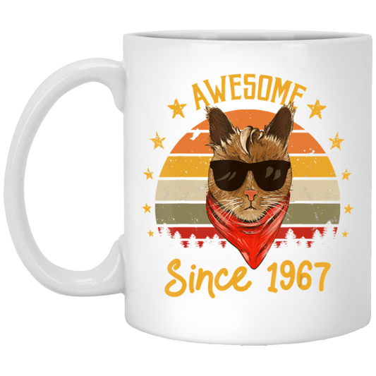 Retro Awesome Cat Since 1967, Vintage Cat 53rd Birthday Gift