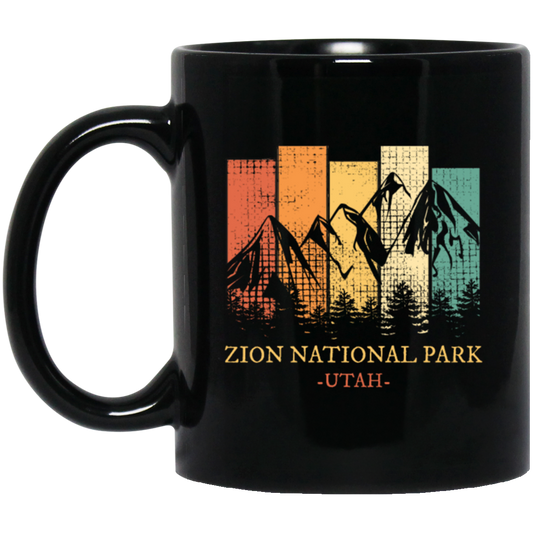 Retro Zion Park, National Park Lover, Best Zion Ever, Zion Mountain Gift Black Mug