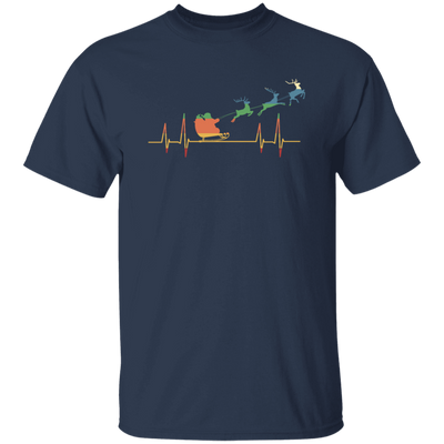 Retro Heartbeat Santa With Deers Unisex T-Shirt