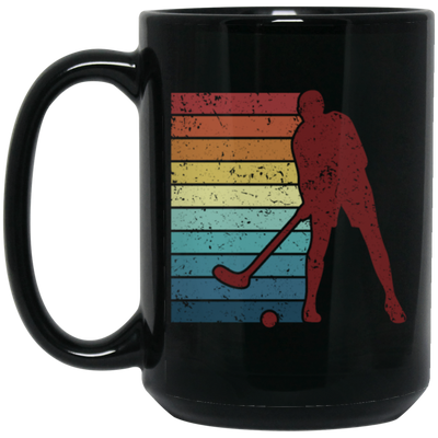 Retro Hockey Player, Field Hockey Indoor Hockey Black Mug