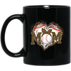 Funny Baseball Mom, Leopard Heart Mom, Ball Sport Lover Gift, Leopard Baseball Black Mug