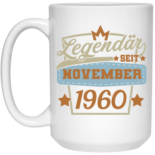Retro Birthday Legendary Since November 1960 Gift White Mug