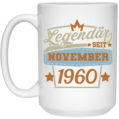 Retro Birthday Legendary Since November 1960 Gift White Mug