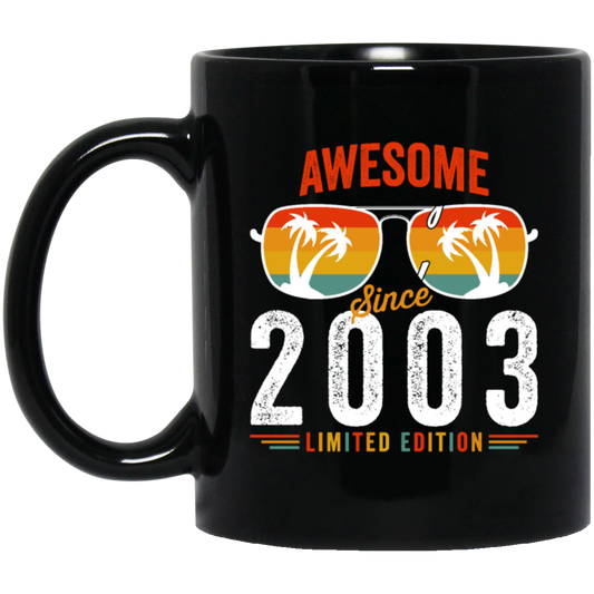 Anniversary 2003 Gift, Awesome Since 2003, Tropical Love, Limited Edition Black Mug