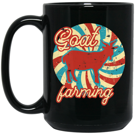 Goat Lover, Goat Farming, Goat Farm, Love Retro Goat, Farmer Gift, Goat Lover Gift Black Mug