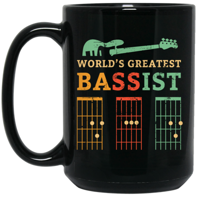 Retro Bassist Dad, Guitar Dad Gift, Love Music, Best Of Music Black Mug