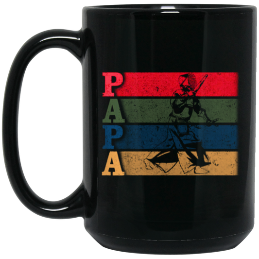 Vintage Martial Art, Retro Kendo Papa, Funny Dad Father Loe Gift Black Mug