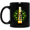 Shamrocks For St Patrick, Stylized Beer Bottles And Shamrock Gift Black Mug