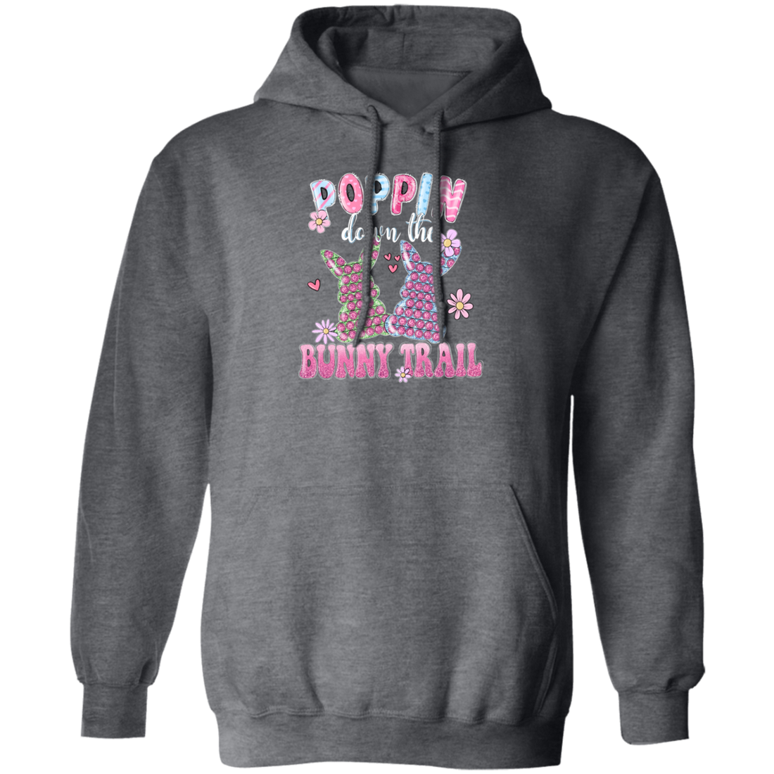 Love Bunny, Poppin Down The Bunny Trail, Pinky Bunny Gift, Funny Bunny Pullover Hoodie