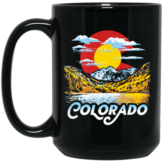 Colorado Gift, Oil Paint Art, Landscape Gift Colorado, Love Mountain And Moon Black Mug