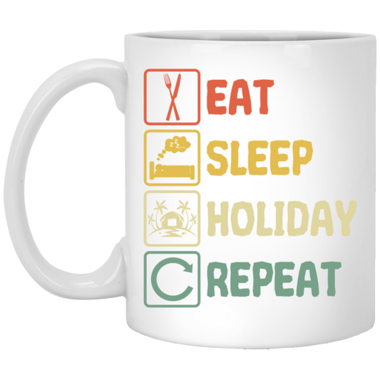 Funny Holiday Travel Eat Sleep Repeat Retro Style