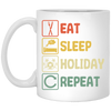 Funny Holiday Travel Eat Sleep Repeat Retro Style