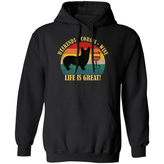 Retro Dog Weekends Wine Lovers Retro Life Is Great Pullover Hoodie