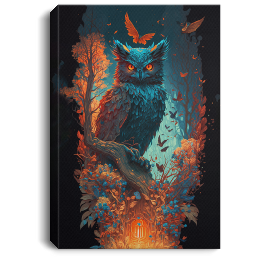 Blue Owl In The Jugle, Cyborg Night Owl In The Jungle Canvas