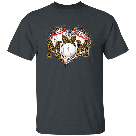 Funny Baseball Mom, Leopard Heart Mom, Ball Sport Lover Gift, Leopard Baseball Unisex T-Shirt