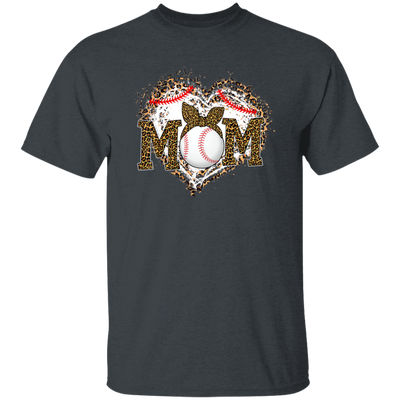 Funny Baseball Mom, Leopard Heart Mom, Ball Sport Lover Gift, Leopard Baseball Unisex T-Shirt