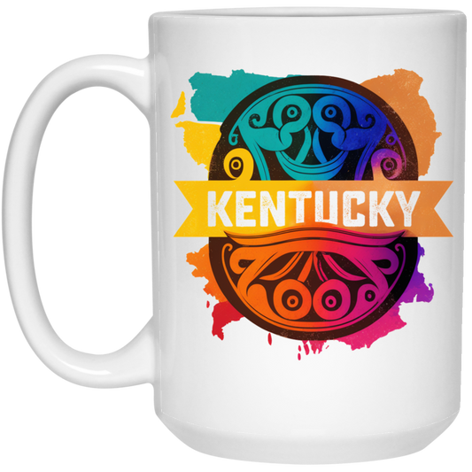 Love Kentucky, Best Of Colorful Gift, Mixed Pattern, Kentuky Lover White Mug