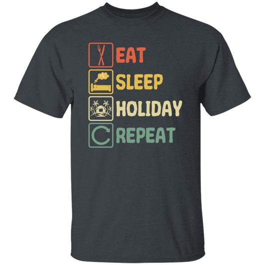 Funny Holiday Travel Eat Sleep Repeat Retro Style