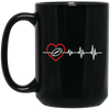 Football Lover, Best American Football, USA Football Heartbeat, Love Sport In Heart Black Mug