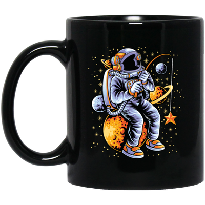 Astronaut Fishing A Star Astronaut Funny Birthday Gift Black Mug