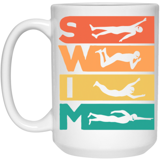 Love To Swim, Retro Swimming, Swimmer Love Gift, Best Swim Lover White Mug