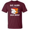 Math Lover Gfit, Eat Sleep Solve Repeat, Solve The Cubing, Retro Cube Lover Unisex T-Shirt