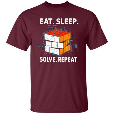 Math Lover Gfit, Eat Sleep Solve Repeat, Solve The Cubing, Retro Cube Lover Unisex T-Shirt