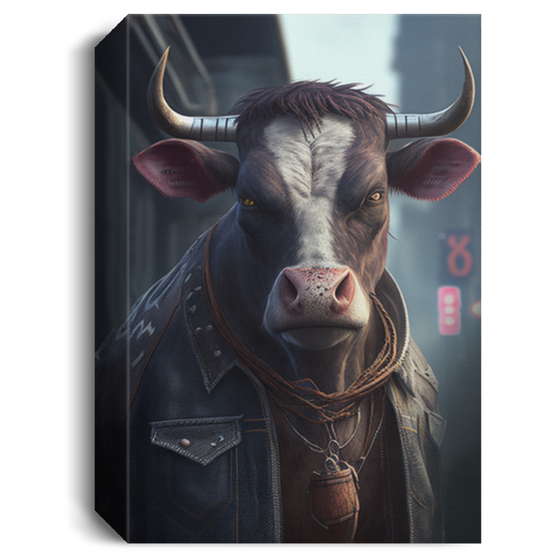 Gangters On The Street, Cow Gangter Art, Swag Cow Love Canvas