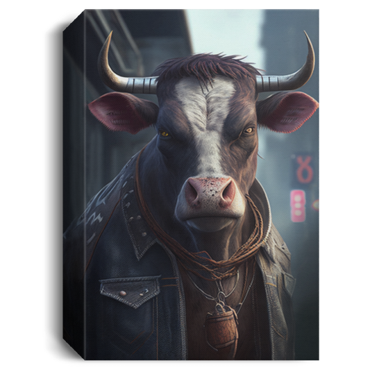 Gangters On The Street, Cow Gangter Art, Swag Cow Love Canvas